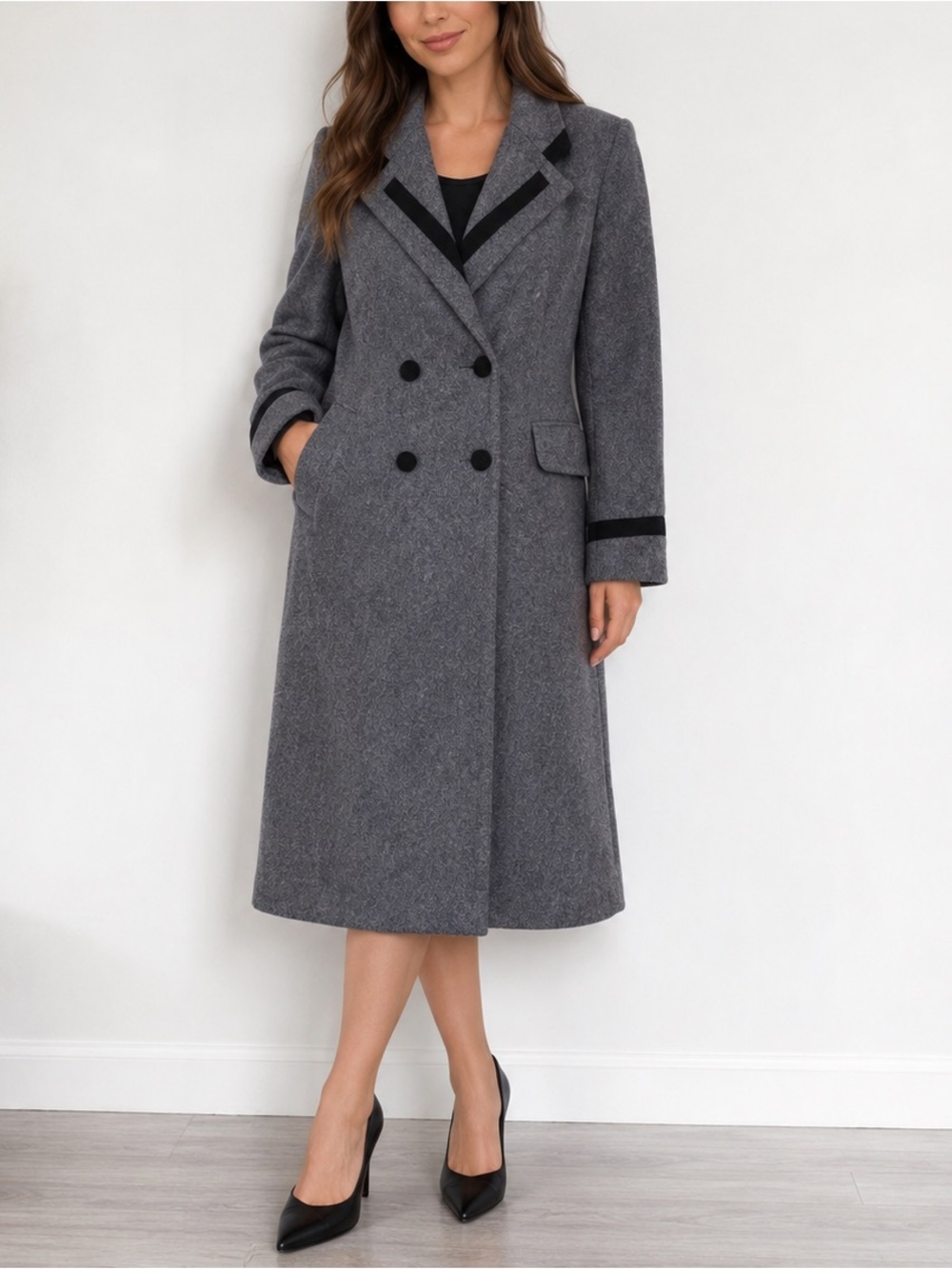 Vintage Rothschild Wool Winter Coat - Grey and Black (12 Girls)